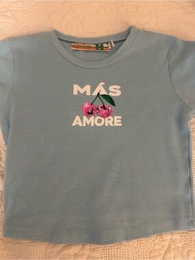 Vintage Havana Más Amore Light Blue Kids Tee with Cherry Graphic